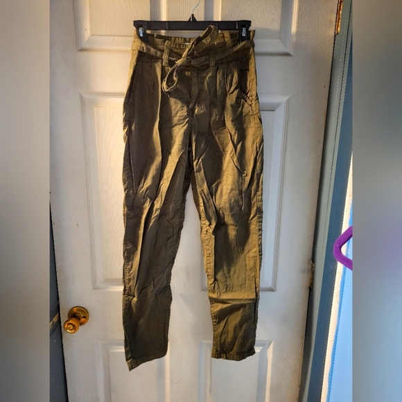 SO Khaki Skinny Pants with Tie Waist - Picture 1 of 4